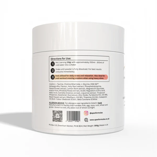 Apex Formulas Stress Recovery 300g – Calm, Focus & Adaptogen Support, Ashwagandha + Magnesium
