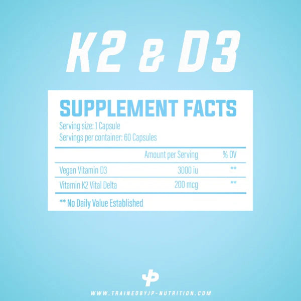 Trained By JP – D3 & K2 | Daily Essentials | 30 Day Supply (Vegan Capsules)