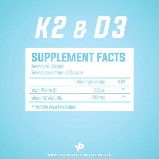 Trained By JP – D3 & K2 | Daily Essentials | 30 Day Supply (Vegan Capsules)